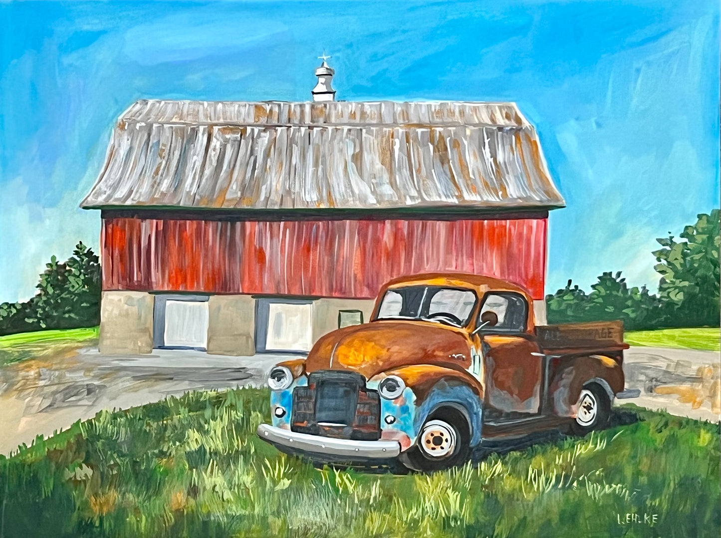 Farm and Truck on Paper 16" X 20"