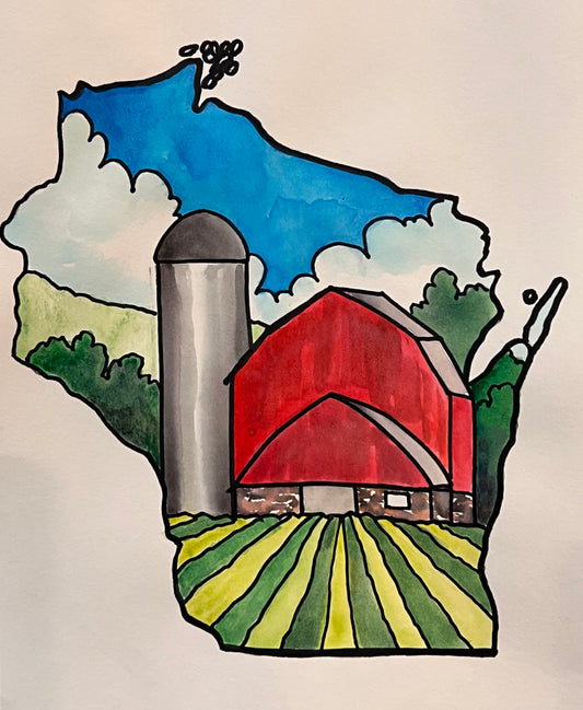 Wisconsin on Paper 9" X 12"