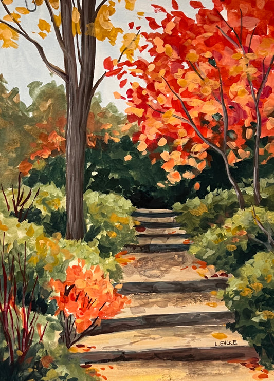 Fall Steps on Paper 9" X 12"