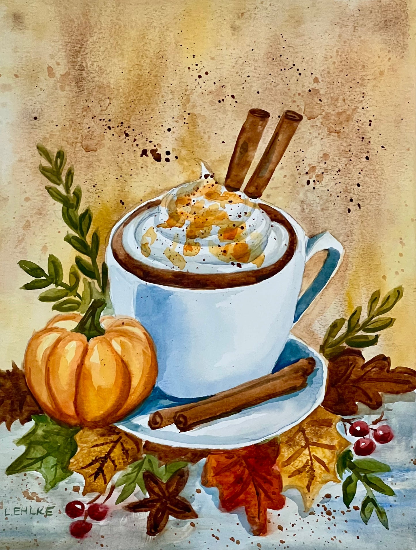 Pumpkin Spice on Paper 9" X 12"