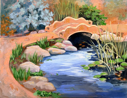 Friendship Garden Foot Bridge - Acrylic Print