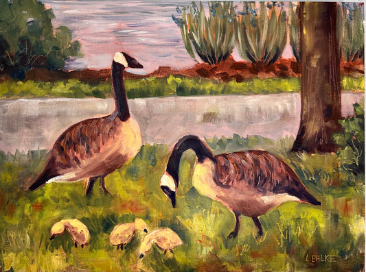 Geese on canvas panel (oil) 12x16