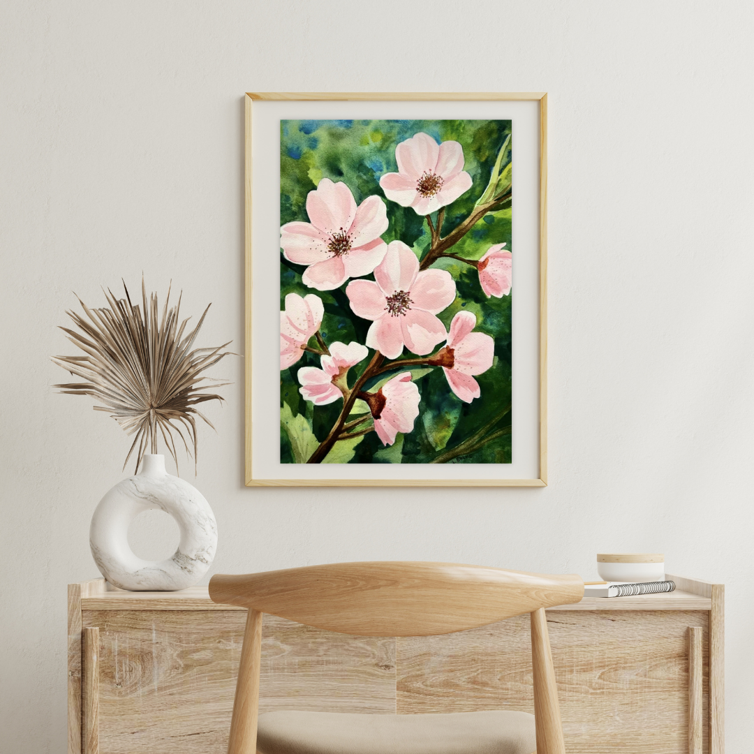 Pink Flowers - Watercolor Print
