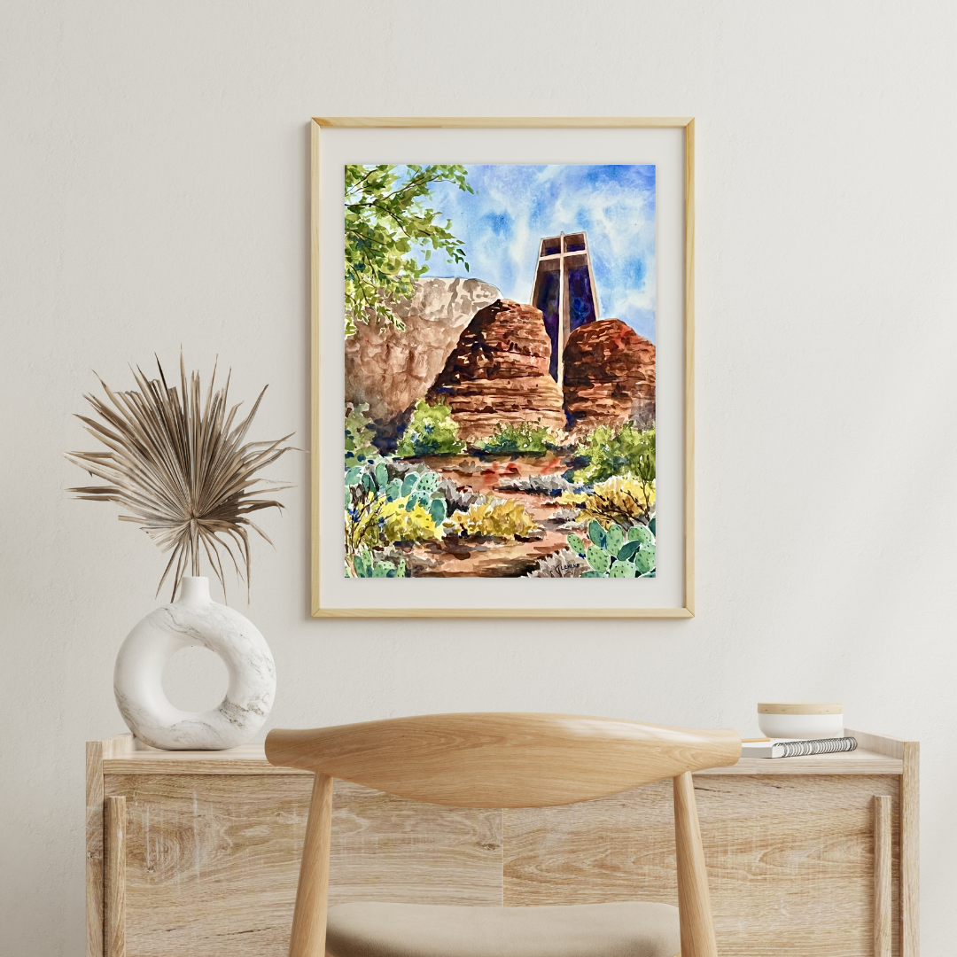Sedona Chapel - Watercolor Print