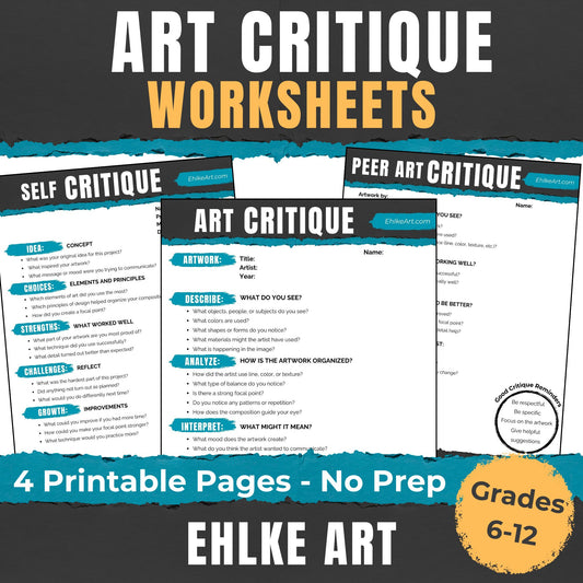 Art Critique Worksheets Bundle